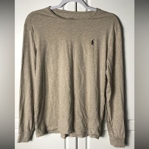 Polo Ralph Lauren Shirt Mens Beige Cream Long Sleeve Crew Neck Size Small